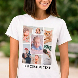 Camiseta Colagem Personalizada de 7 Fotos com Texto Persona