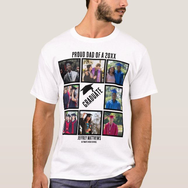 Camiseta Colagem Personalizada de Fotos de Pai Ortográfico  (Frente)