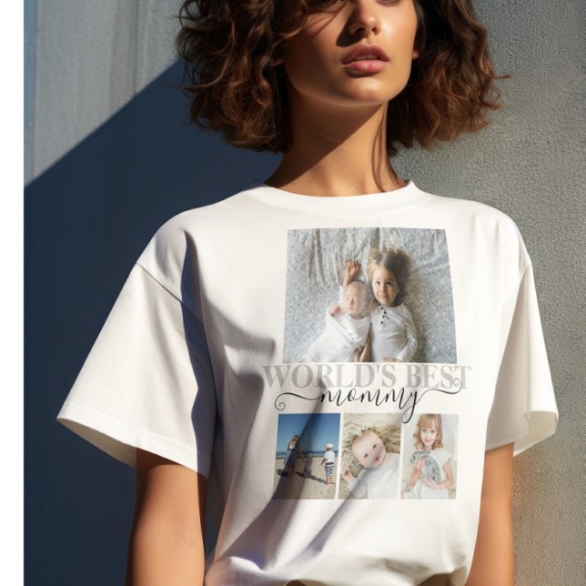 Camiseta Colagem Personalizada de Fotos e Texto (Personalized Photo and Text Photo Collage T-Shirt by Ricaso Add your own photographs and text)