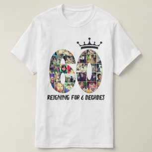 Camiseta Colagem personalizada de número de foto 60 texto c