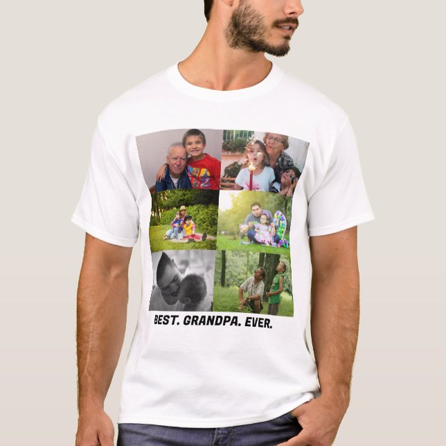 Camiseta Colagem personalizada do Melhor Avô de 6 Fotos (Frente)