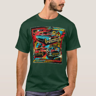 Camiseta Colagem pop art de carros antigos presente amigo