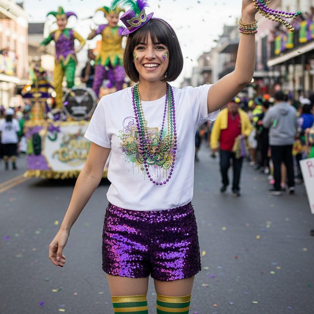 Camiseta Colagem Splatter Mardi Gras (Criador carregado)