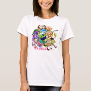 Camiseta Colagem temático da natureza bonita de Nova