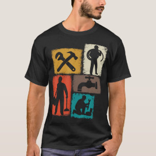 Camiseta Colagem Vintage Encanador Encanamento Homem Ajusta
