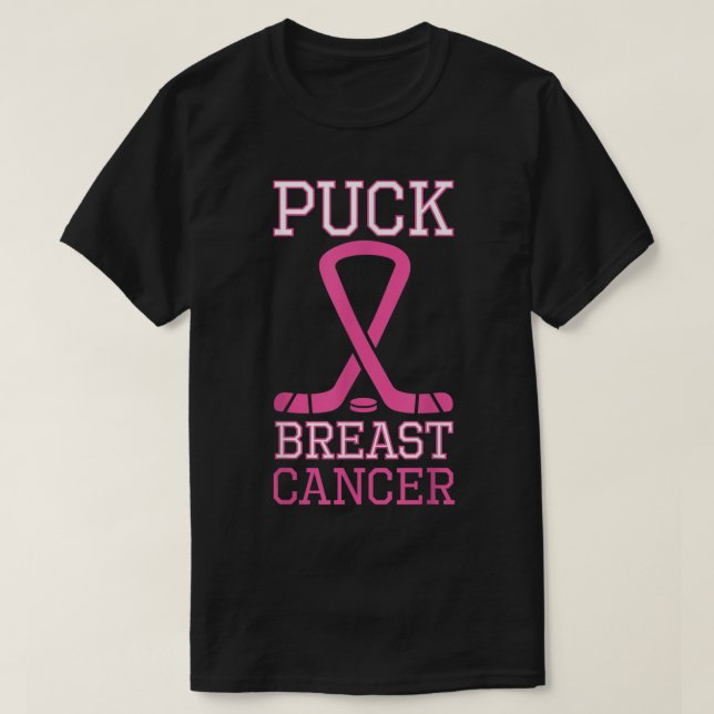 Camiseta Colar Câncer da Mama Friso Rosa Fita Hockey Com Fi (Frente do Design)