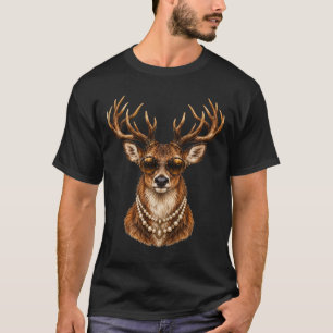 Camiseta Colar de Cervo Whitetail Glam usando Óculos de Sol