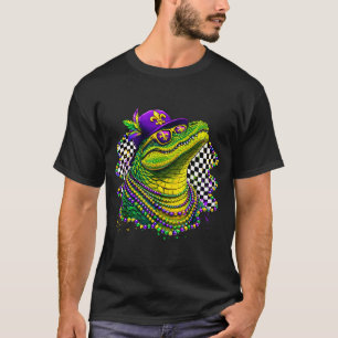 Camiseta colar de contas de jacaré no Mardi gras flor de li