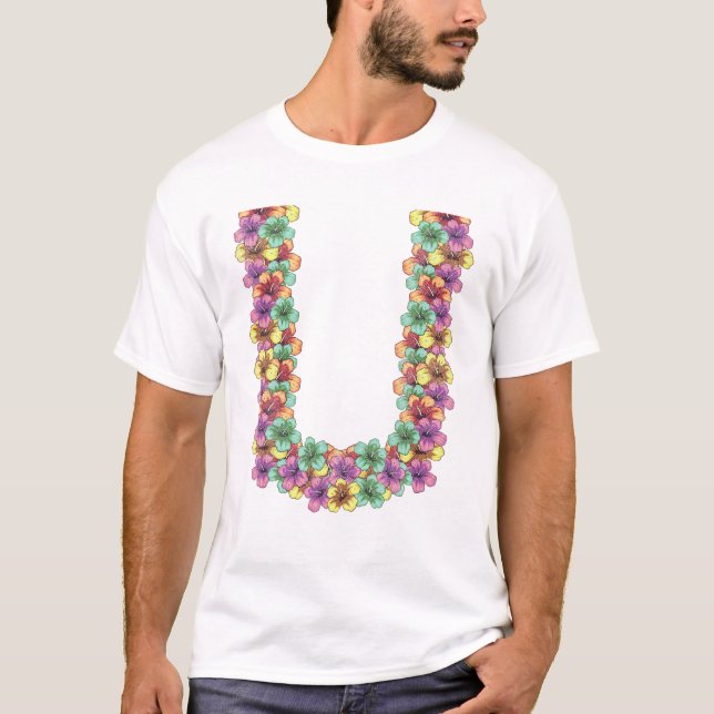 Camiseta Colar de Flores Havaiano Tropical (Frente)