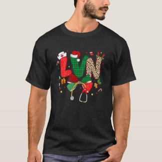 Camiseta Colar de Natal LVN Coquette Stethoscope Enfermagem
