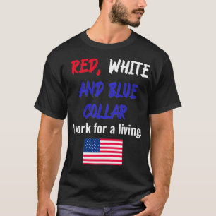 Camiseta Colar Vermelho Branco e Azul