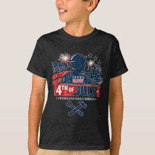 Camiseta Colarinho Azul 4 De Julho Patriótico Trabalhador A