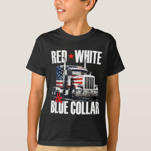 Camiseta Colarinho de caminhoneiro vermelho branco e azul p