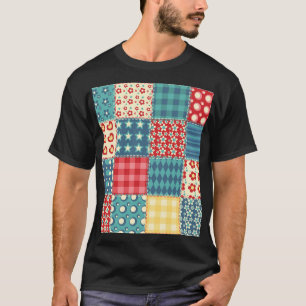 Camiseta Colcha de Vintage: padrão de fundo de retalhamento