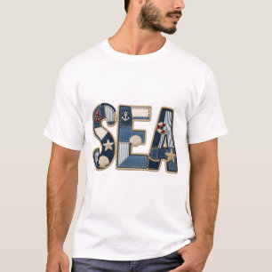 Camiseta Colcha Marítima de Retalhos PNG Desenho de Costura