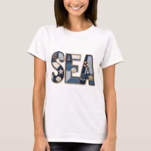 Camiseta Colcha Marítima de Retalhos PNG Desenho de Costura