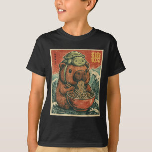 Camiseta Cole Capybara E Mochila De Tartaruga Ramen Kawaii