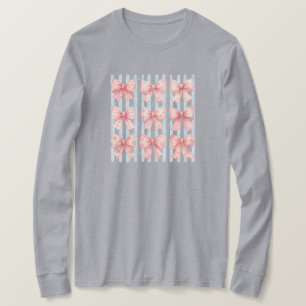 Camiseta Coleção Arco Rosa Aquarela Faixa Azul Coquete