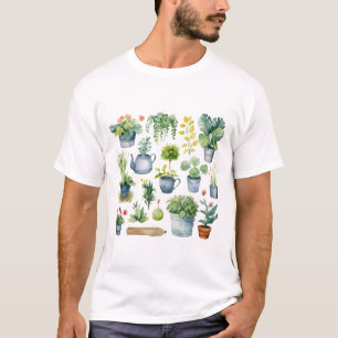 Camiseta Coleção criativa de arte em vasos estilo