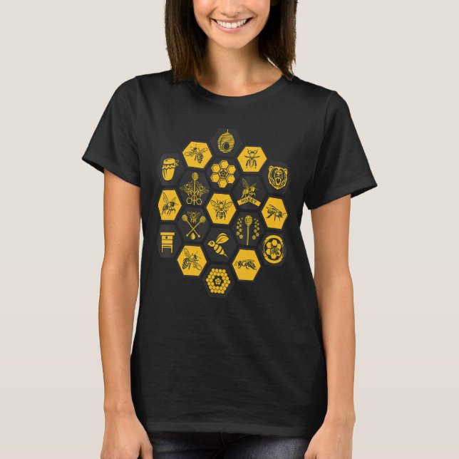 Camiseta Coleção De Abelhas De Símbolos Representativos De  (Frente)