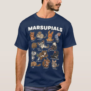 Camiseta Coleção de Animais Marsupiais Fofos Cartoon Wi