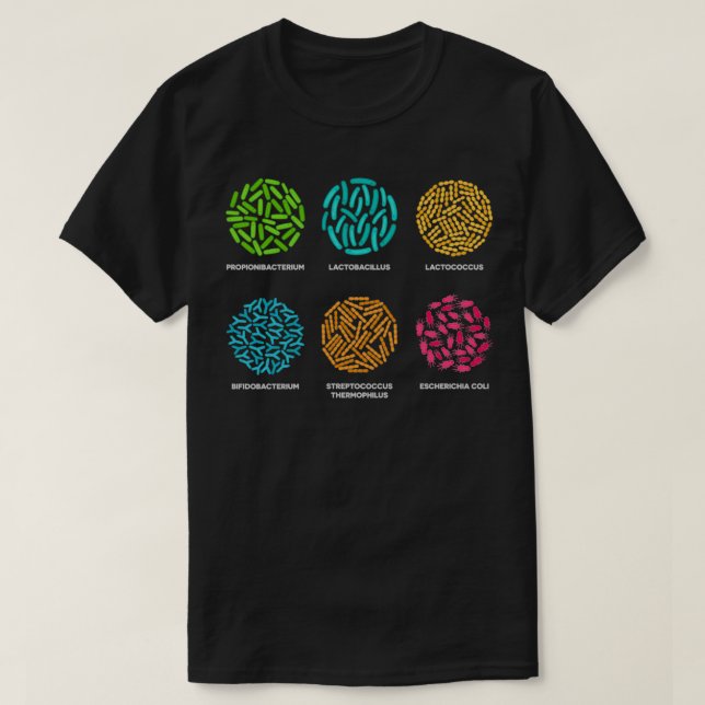 Camiseta Coleção de Bactérias Colorida Cultu Microbiológica (Frente do Design)