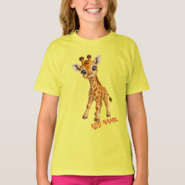 Camiseta Coleção de Bebê Animal Ativo Fofo Girafa Citrino