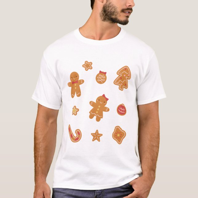 Camiseta Coleção de Biscoitos de Natal Bonitos (Frente)