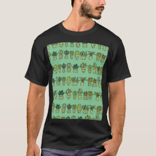 Camiseta Coleção De Cactus: Conjunto De Portas Desenhado À