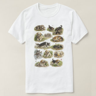 Camiseta Coleção de Cães Desenhados à Mão Vintage |