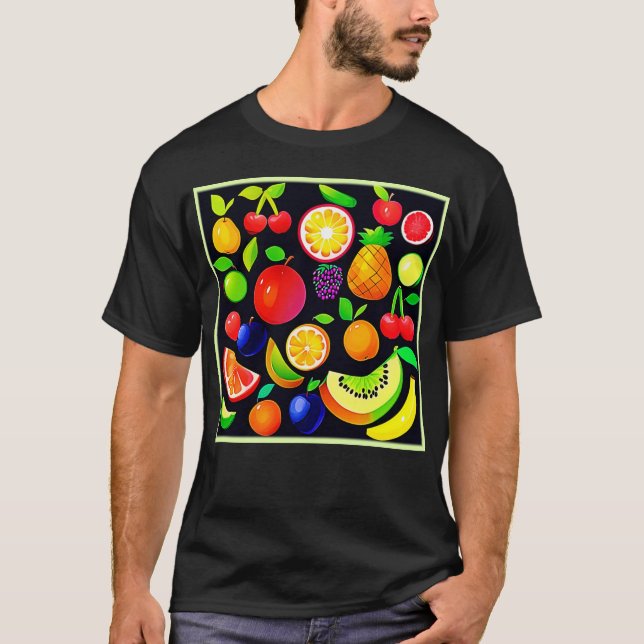 Camiseta Coleção de Frutas Brilhante (Frente)