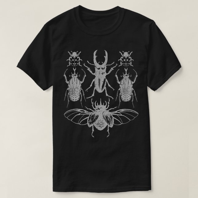 Camiseta Coleção de Insetos Insetos Cicada Escarlate Ladybu (Frente do Design)