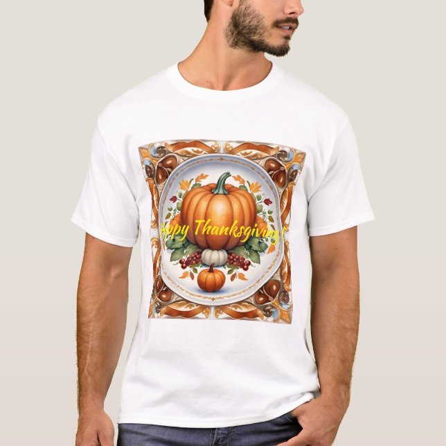 Camiseta Coleção de Outono Moderno de Ação de Graças (Frente)