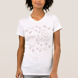 Camiseta Coleção de Pastel de Arroz Branco do Amor e Acredi