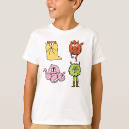 Camiseta Coleção de Personagens de Monstros Fofos – Desenho