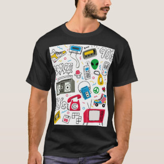 Camiseta Coleção de rabiscos do Vintage anos 80 90.