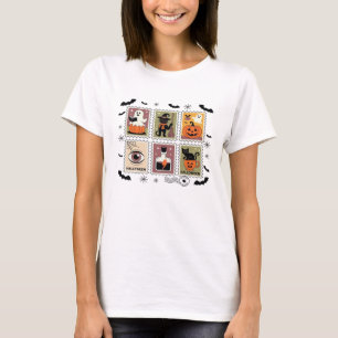 Camiseta Coleção de Selos de Correio de Gato de Halloween V