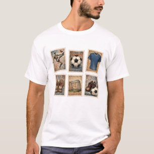 Camiseta Coleção de Selos de Futebol Antigo
