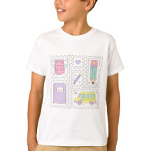 Coleção de Selos de Material Escolar Kawaii Pastel