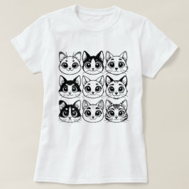 Camiseta coleção de silhuetas de gatos
