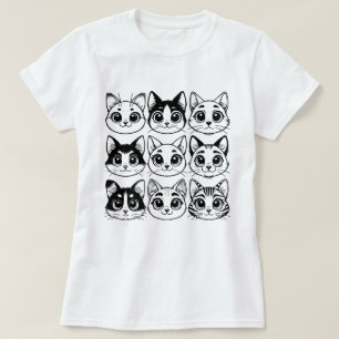 Camiseta coleção de silhuetas de gatos