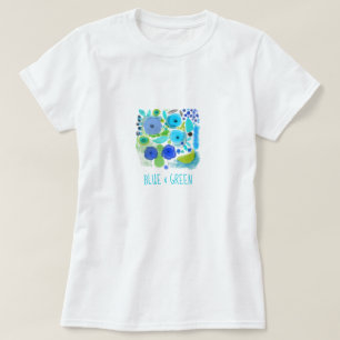 Camiseta Coleção de t-shirt de ilustração azul e verde