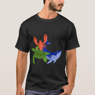 Camiseta Coleção de Verão Tartaruga, Caranguejo e Baleia *