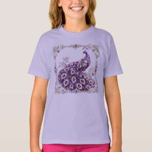 Camiseta Coleção Luxo Pavão de Cristal Roxo