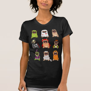 Camiseta Coleção Pug Pugoween Feliz Halloween Assustador Co