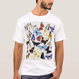 Camiseta Coleção realista de borboletas de safra.