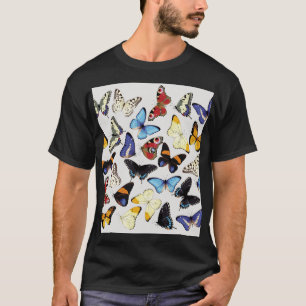 Camiseta Coleção realista de borboletas de safra.