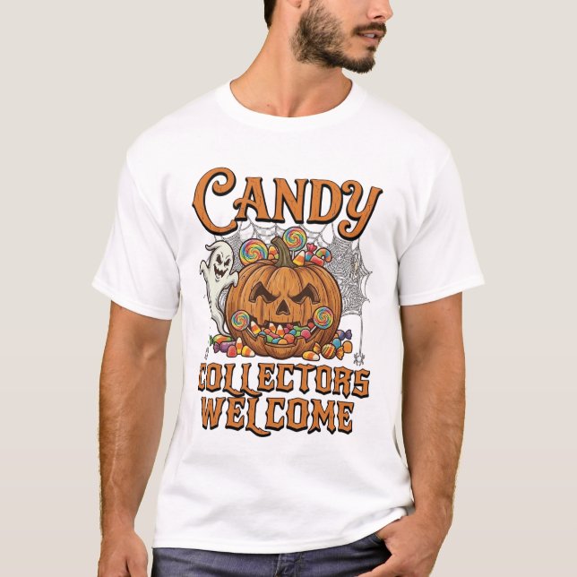 Camiseta Colecionadores de Doces Bem-vindos Abóbora Fantasm (Frente)