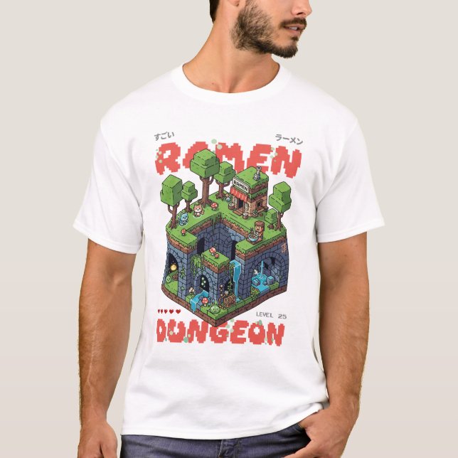 Camiseta Coleções de Artes Pixel - Ramen Dungeon (Frente)