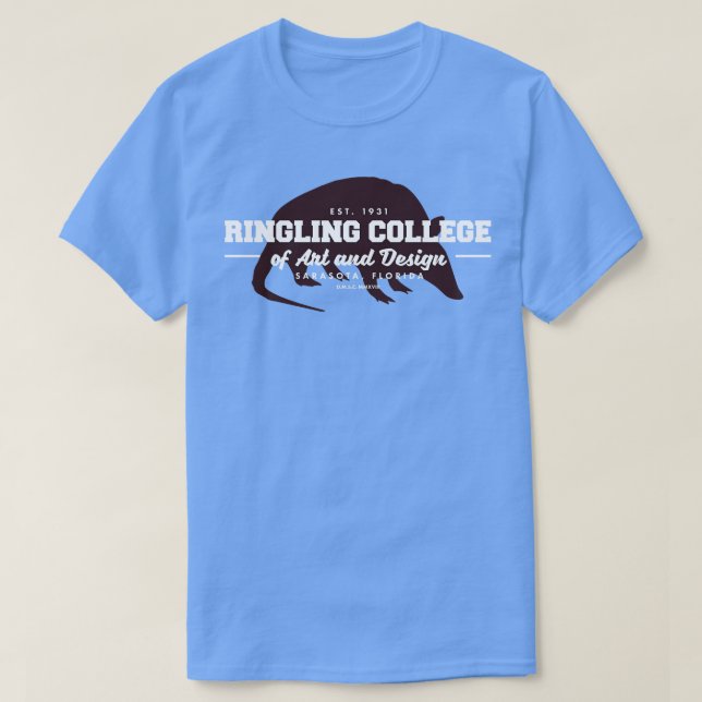 Camiseta Colégio Ringling de Arte e Design Armadillo (Frente do Design)